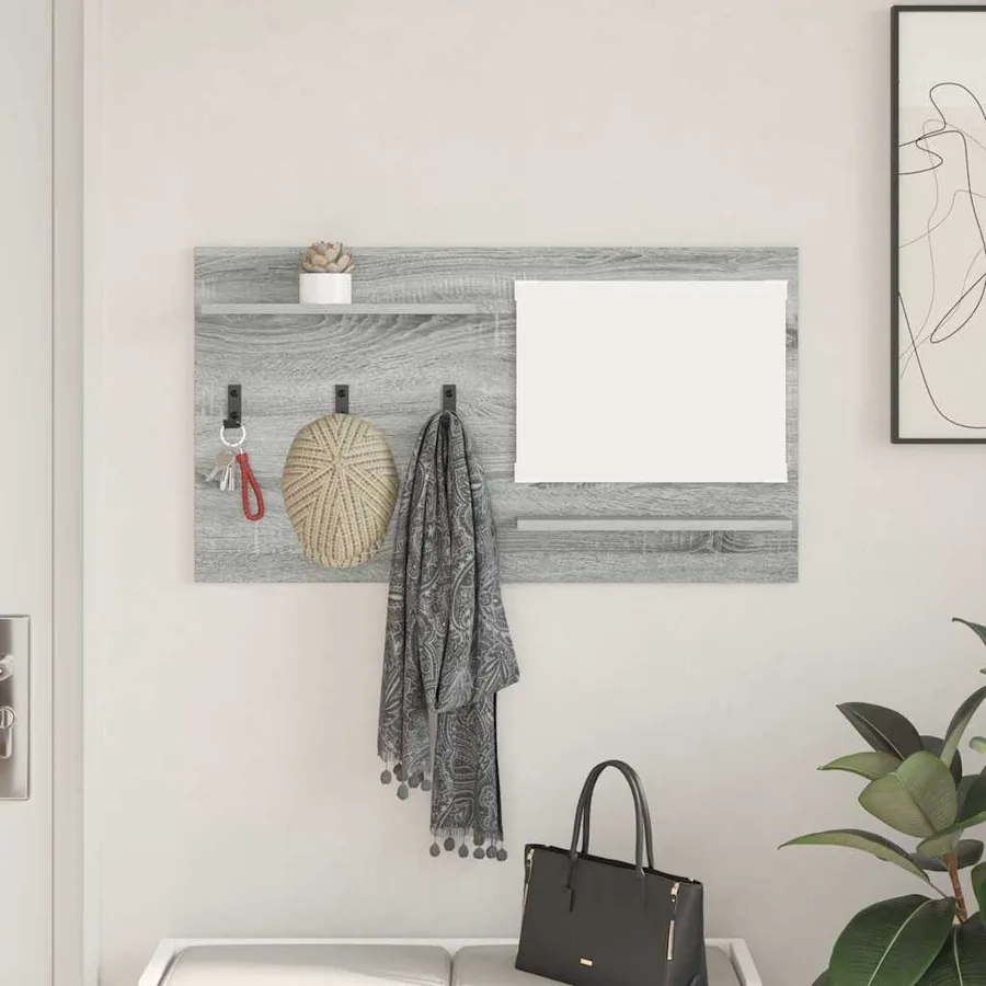 Porte-manteau mural avec étagère Gris Sonoma 90 x 10 x 50 cm