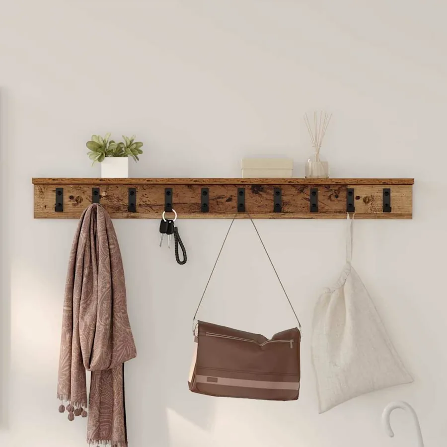 Porte-manteau mural Bois ancien 100 x 10,5 x 10,5 cm
