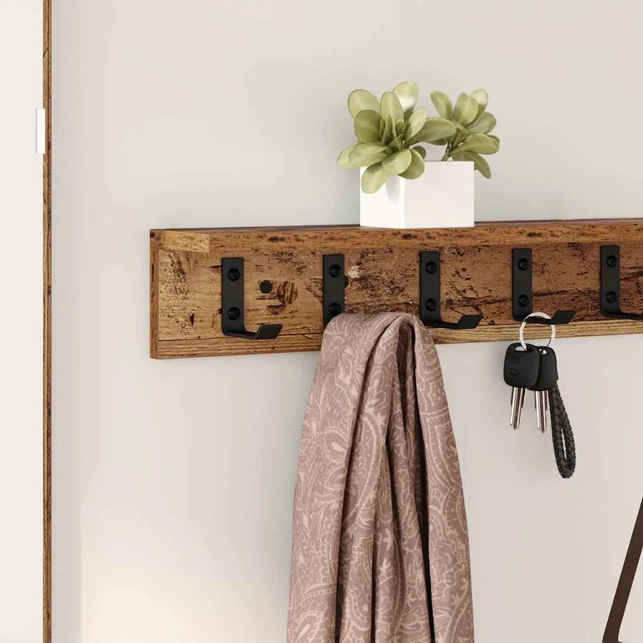 Porte-manteau mural Bois ancien 100 x 10,5 x 10,5 cm - 4