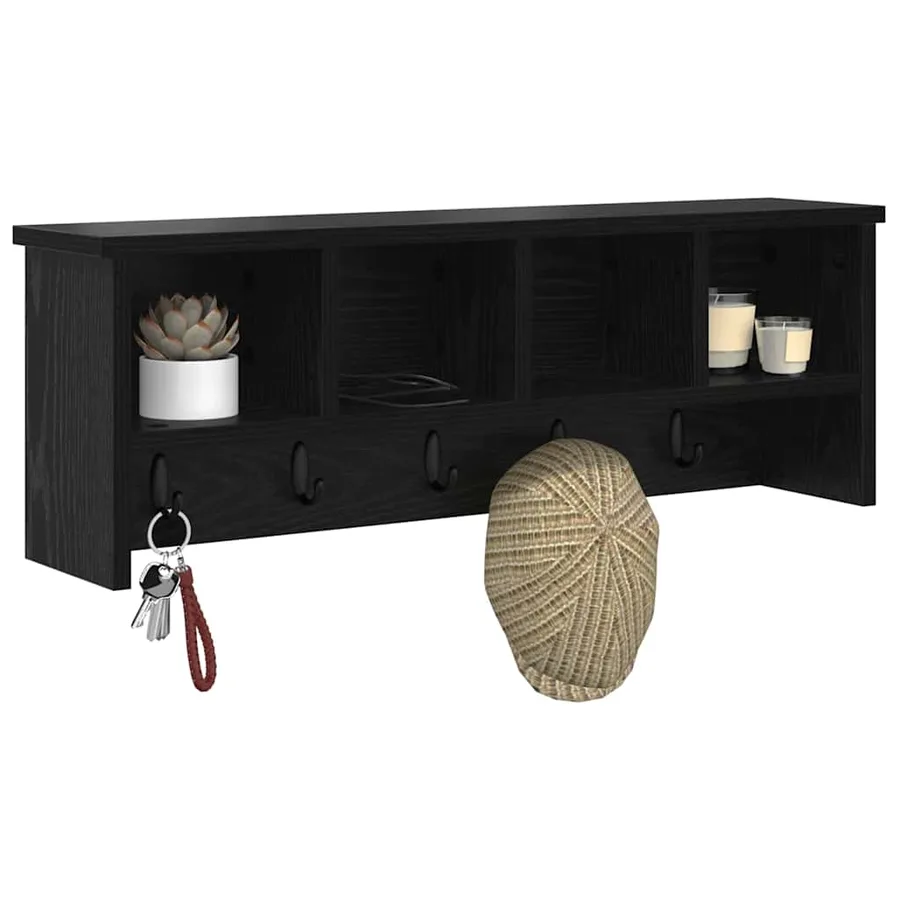 Porte-manteau mural avec étagère Chêne noir 75 x 16 x 26 cm - 3