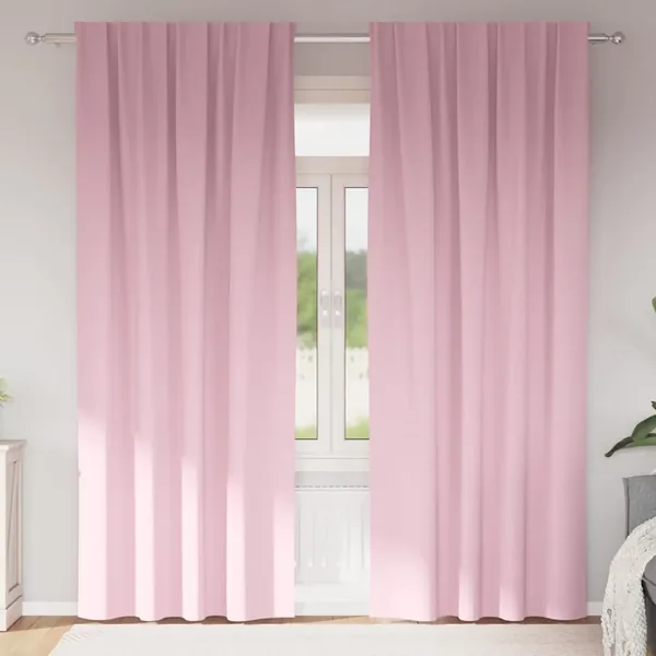 Rideaux occultants avec anneaux 2 pcs Rose bébé 245 x 140 cm