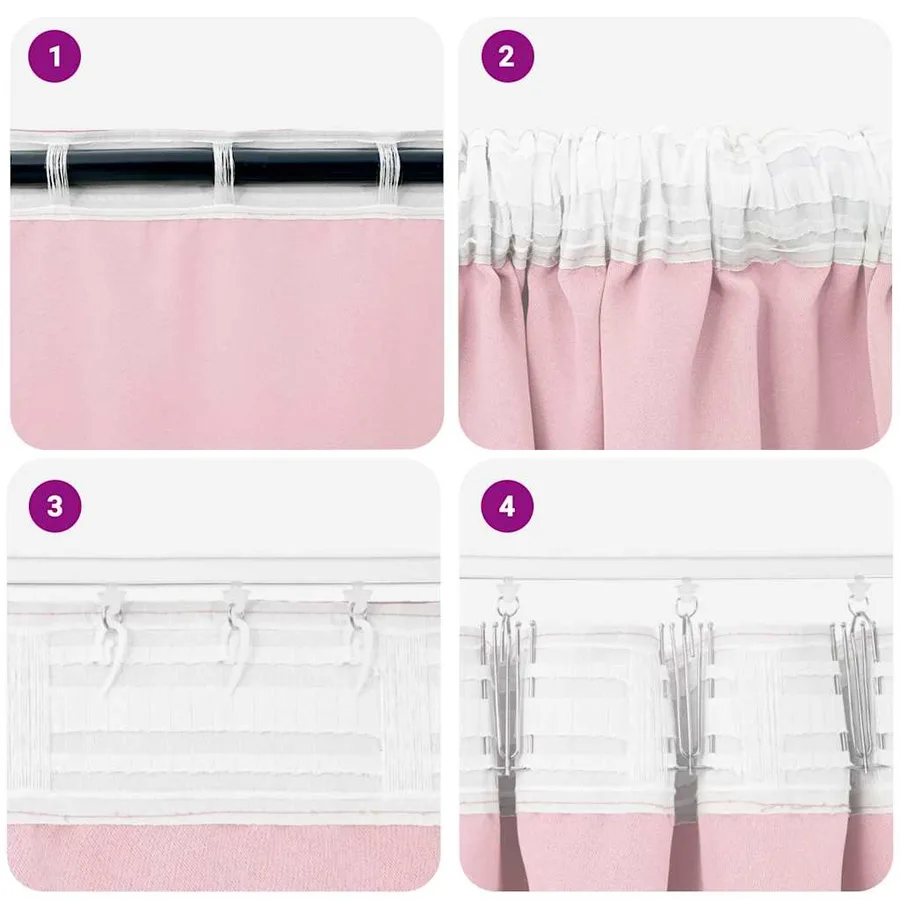 Rideaux occultants avec anneaux 2 pcs Rose bébé 245 x 140 cm - 7
