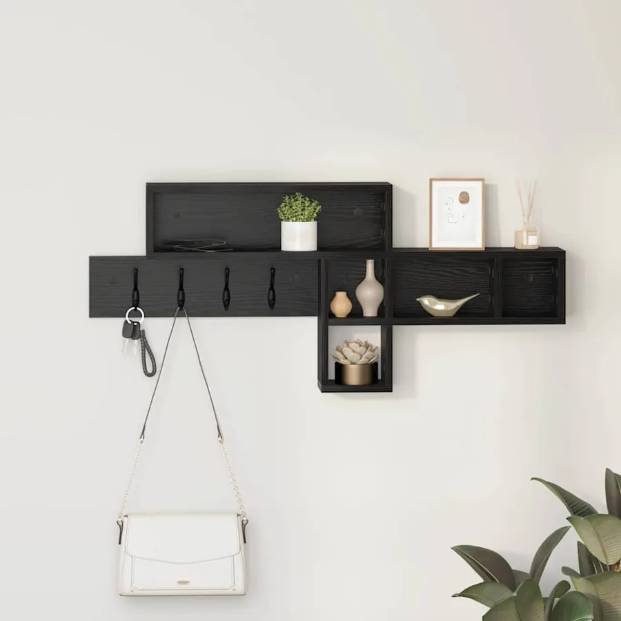 Porte-manteau mural avec étagère Chêne noir 100 x 12 x 43,5 cm