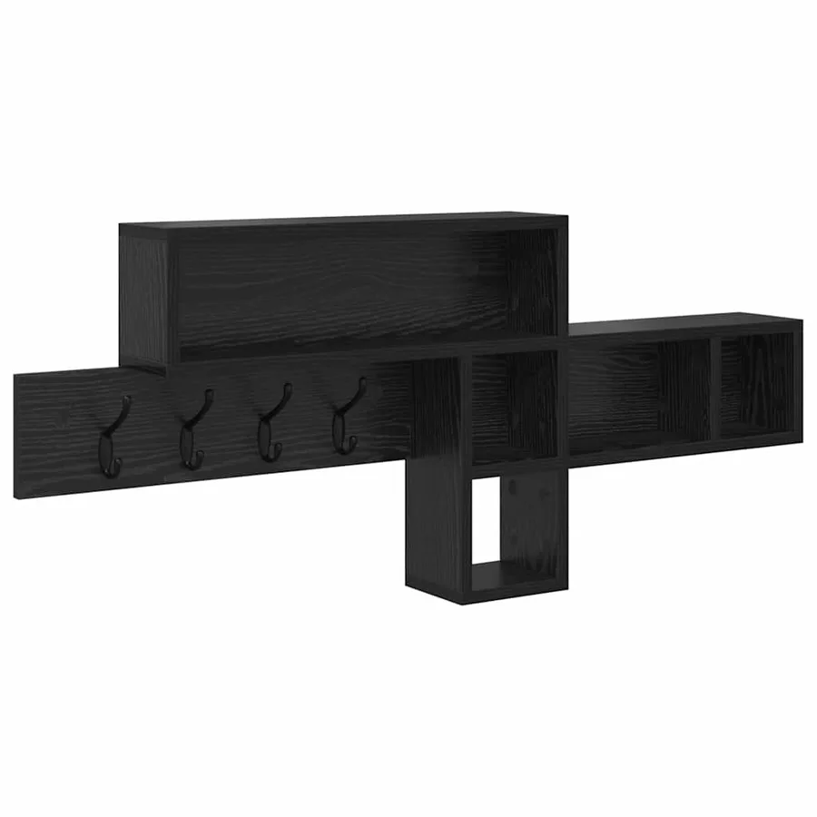 Porte-manteau mural avec étagère Chêne noir 100 x 12 x 43,5 cm - 2
