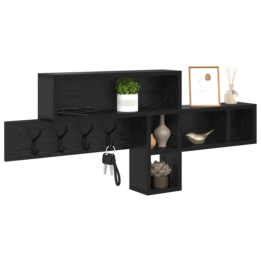 Porte-manteau mural avec étagère Chêne noir 100 x 12 x 43,5 cm - 3