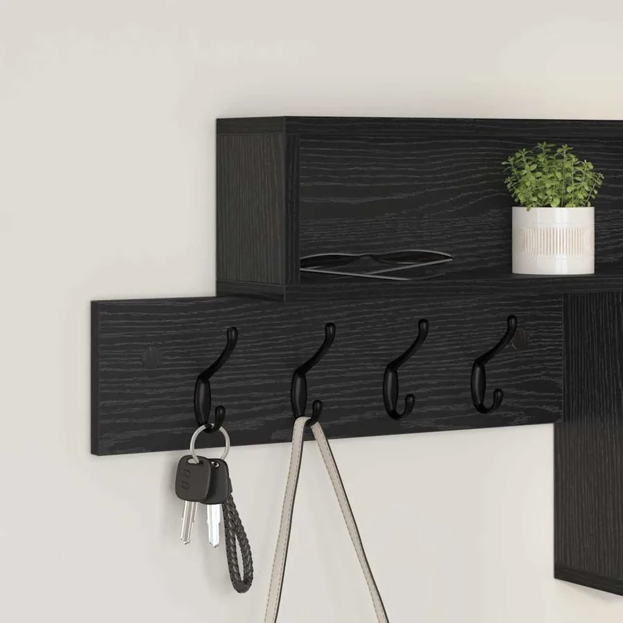 Porte-manteau mural avec étagère Chêne noir 100 x 12 x 43,5 cm - 4