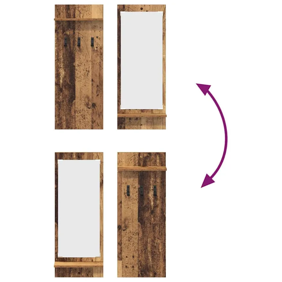 Porte-manteau mural avec étagère Bois ancien 70 x 10 x 90 cm - 10