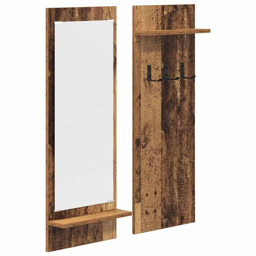 Porte-manteau mural avec étagère Bois ancien 70 x 10 x 90 cm - 2