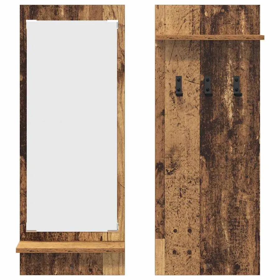 Porte-manteau mural avec étagère Bois ancien 70 x 10 x 90 cm - 5