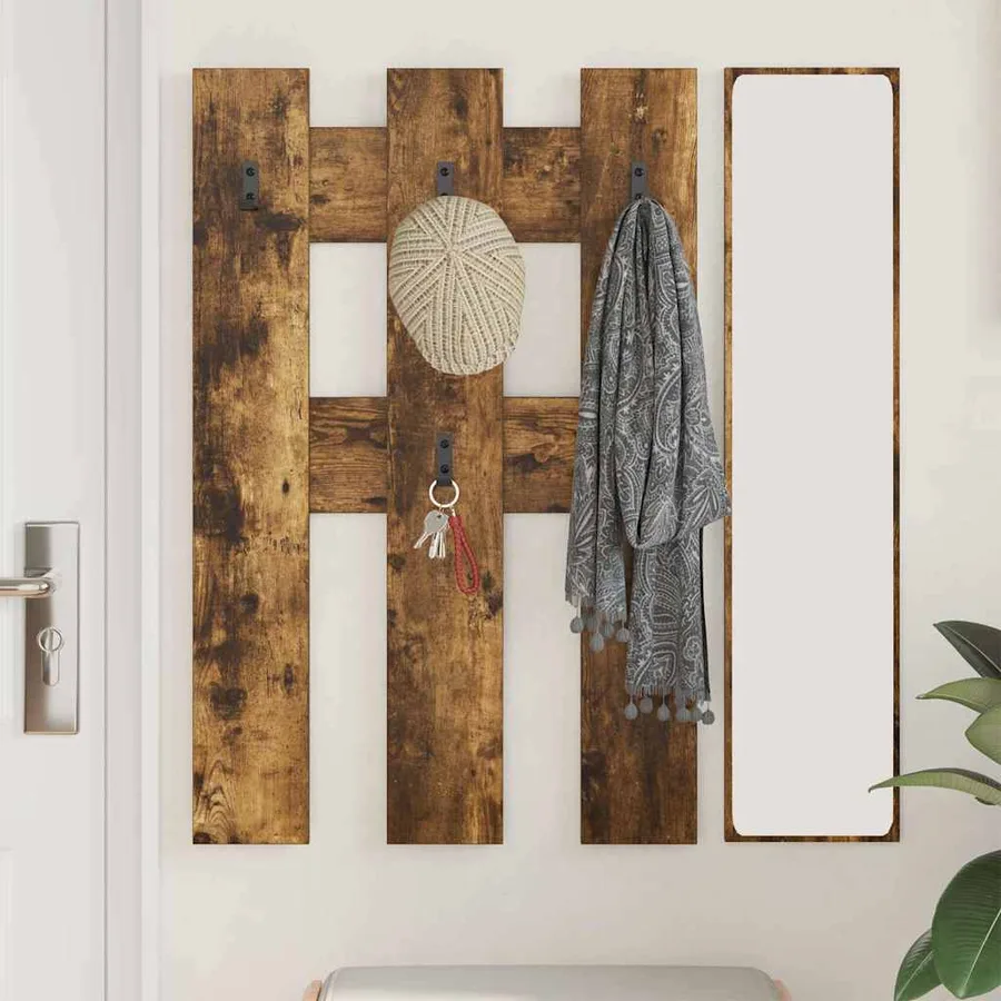 Porte-manteau mural Montage mural Chêne fumé 65 x 3 x 100 cm - 4
