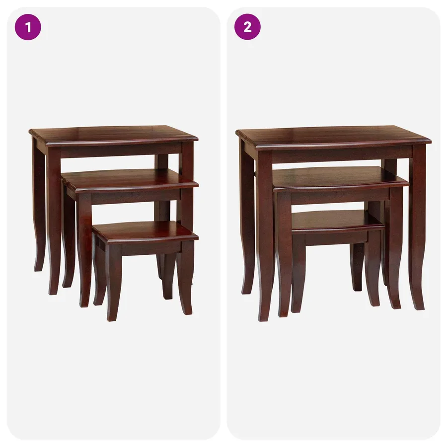 Tables d'appoint emboîtables 3 pcs Marron - 11