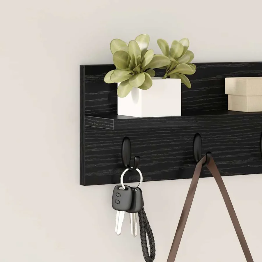 Porte-manteau mural Montage mural Chêne noir 40 x 10,5 x 18 cm - 4