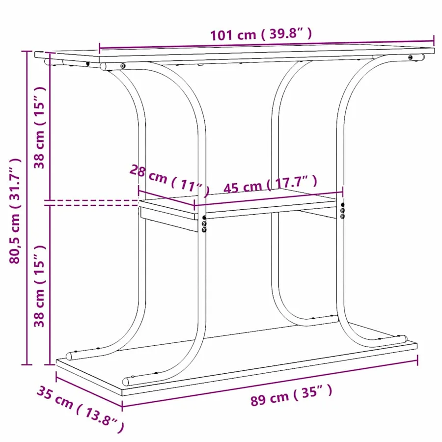 Table console Bois ancien 101 x 35 x 80,5 cm Bois d'ingénierie - 12