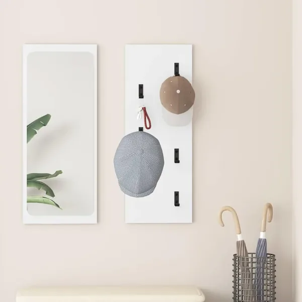 Porte-manteau mural Blanc 30 x 1,5 x 80 cm Bois d'ingénierie