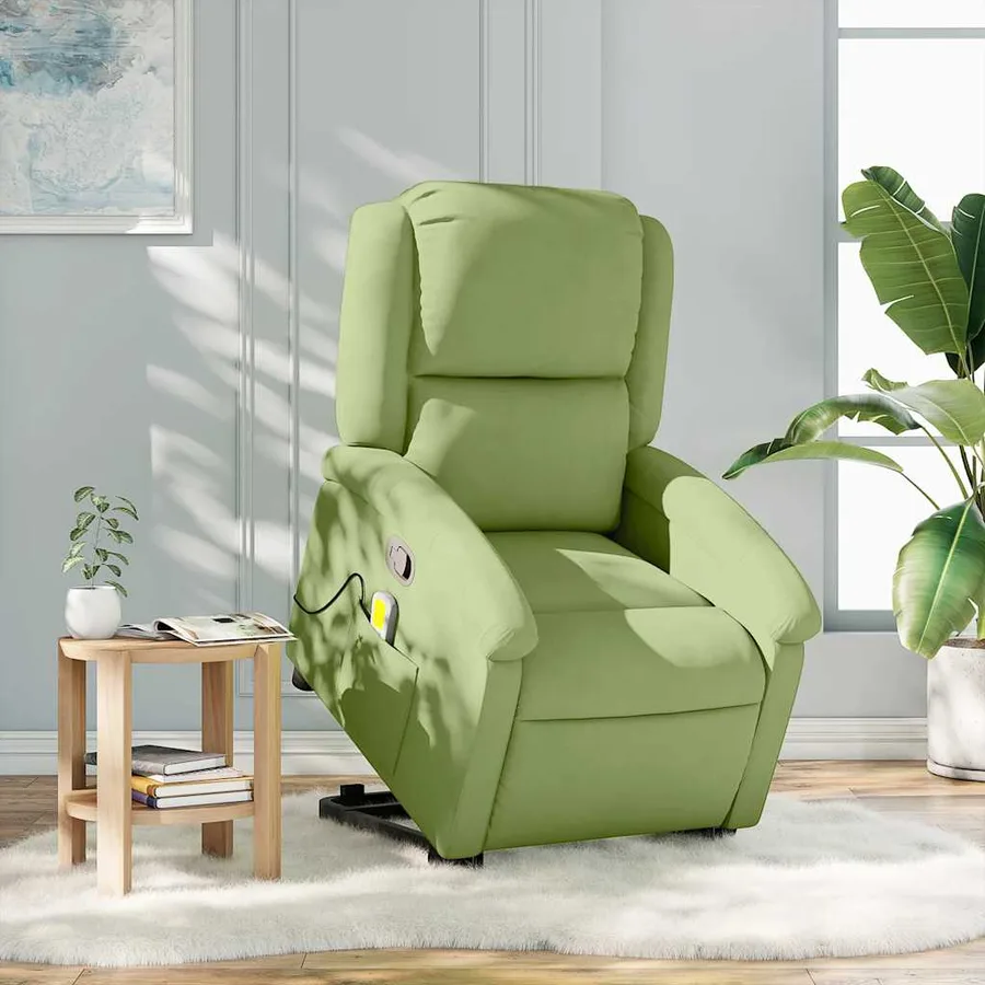 Fauteuil de massage inclinable Vert clair Velours - 16