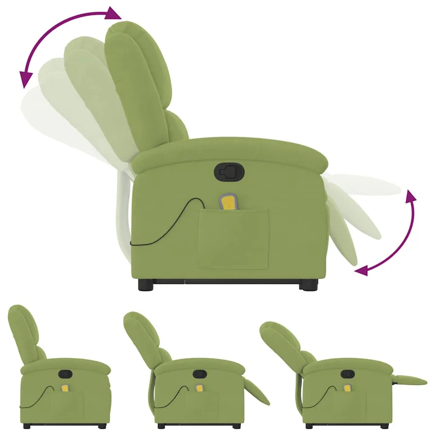 Fauteuil de massage inclinable Vert clair Velours - 8