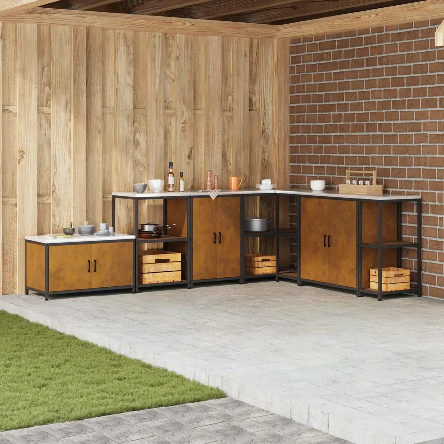 Rangement de cuisine HATTEM Rouillé 60 x 50 x 92 cm Acier