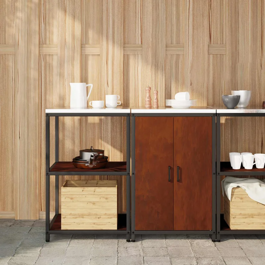 Ensemble de rangement cuisine HATTEM 2 pcs Rouillé Acier