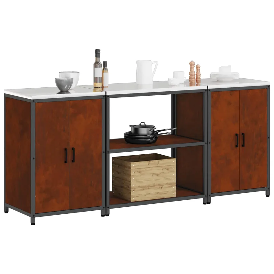 Ensemble de rangement cuisine HATTEM 3 pcs Rouillé Acier - 3