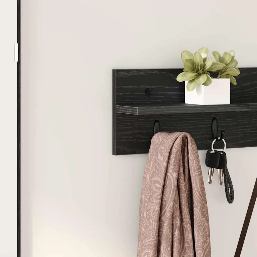 Porte-manteau mural Montage mural Chêne noir 80 x 10,5 x 18 cm - 4