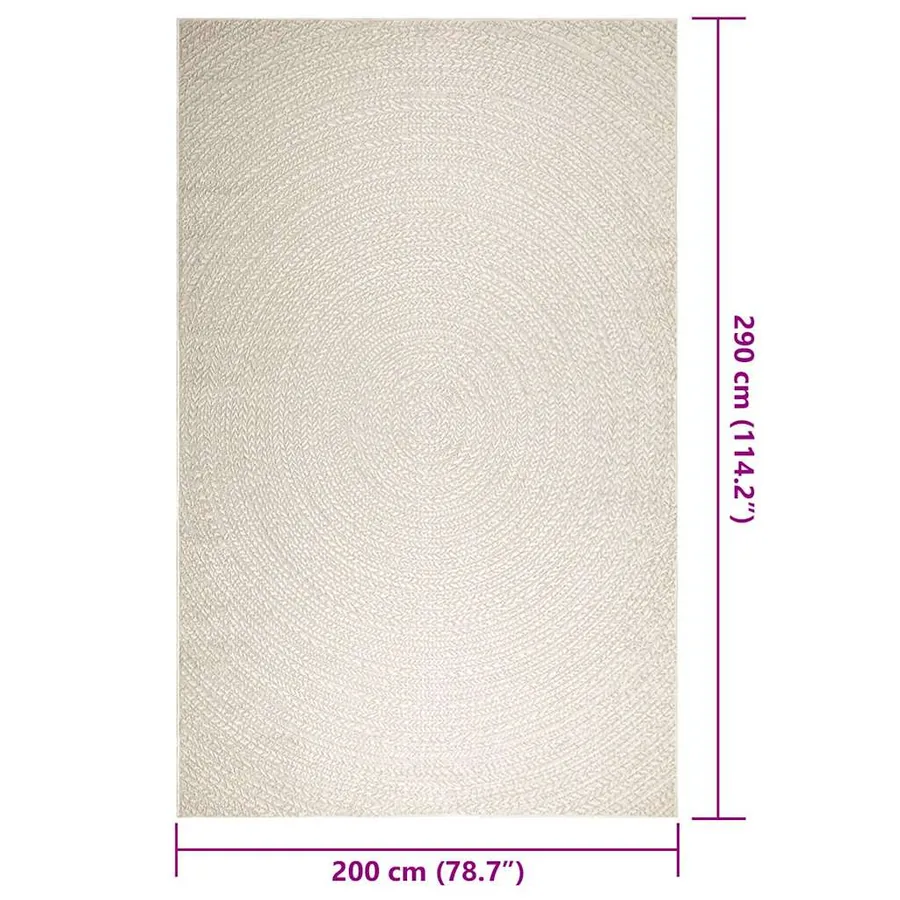 Tapis ZIZUR crème 200x290 cm aspect de jute intérieur extérieur - 9