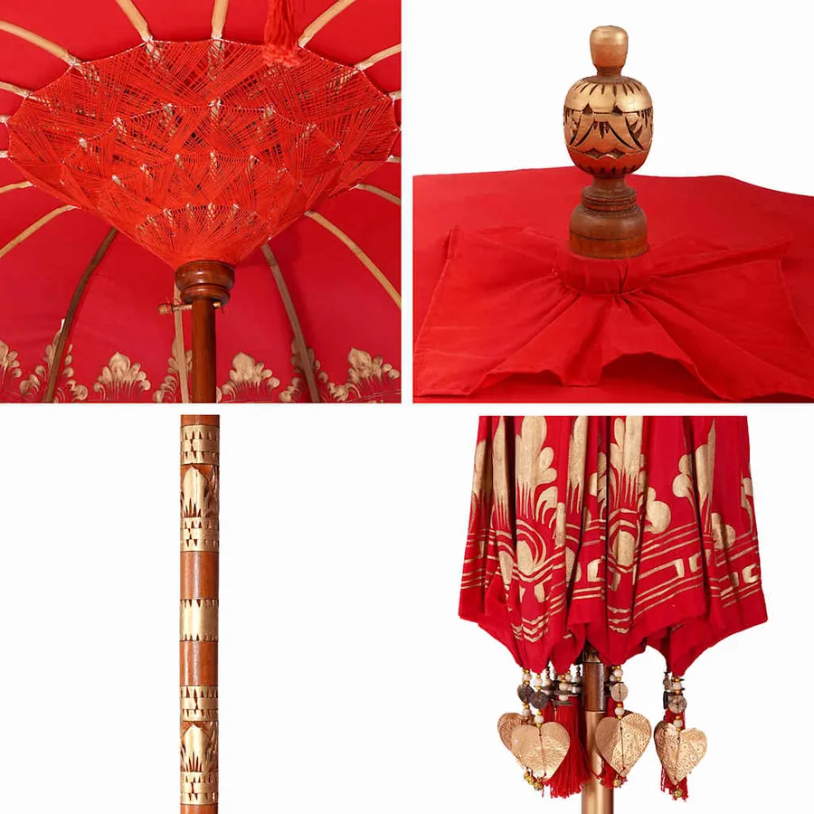 Parasol balinais Rouge 215 x 215 x 260 cm - 7