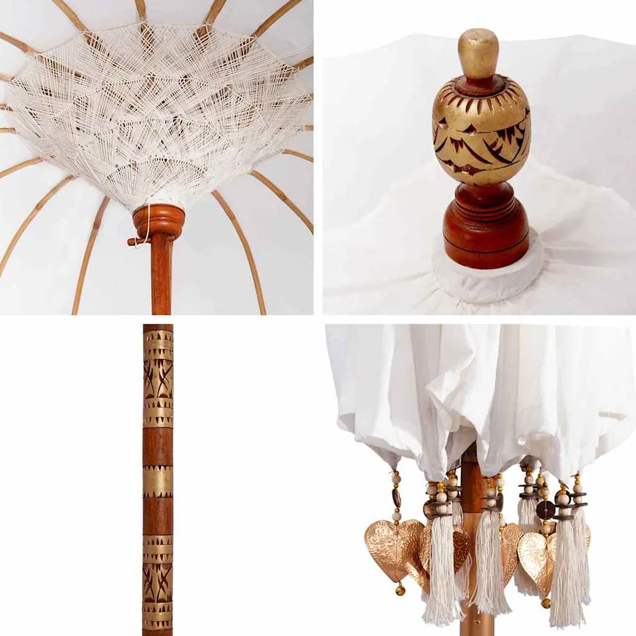 Parasol balinais Crème 190 x 190 x 260 cm - 7