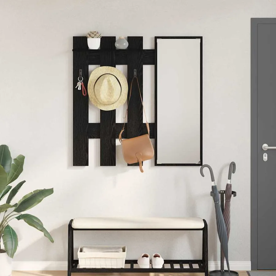 Porte-manteau mural Montage mural Chêne noir 100 x 10 x 100 cm