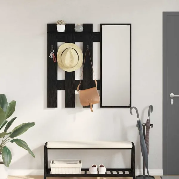 Porte-manteau mural Montage mural Chêne noir 100 x 10 x 100 cm