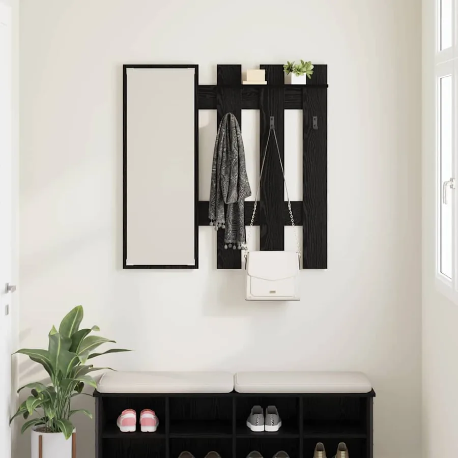 Porte-manteau mural Montage mural Chêne noir 100 x 10 x 100 cm - 4