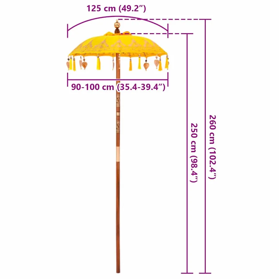 Parasol balinais Jaune 125 x 125 x 260 cm - 8