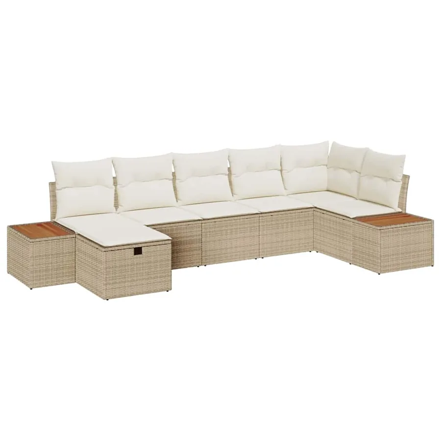 Ensemble de canapé de jardin 7 pcs Beige Poly rotin - 2