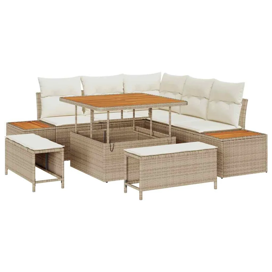 Ensemble de canapé de jardin 8 pcs Beige Poly rotin - 2