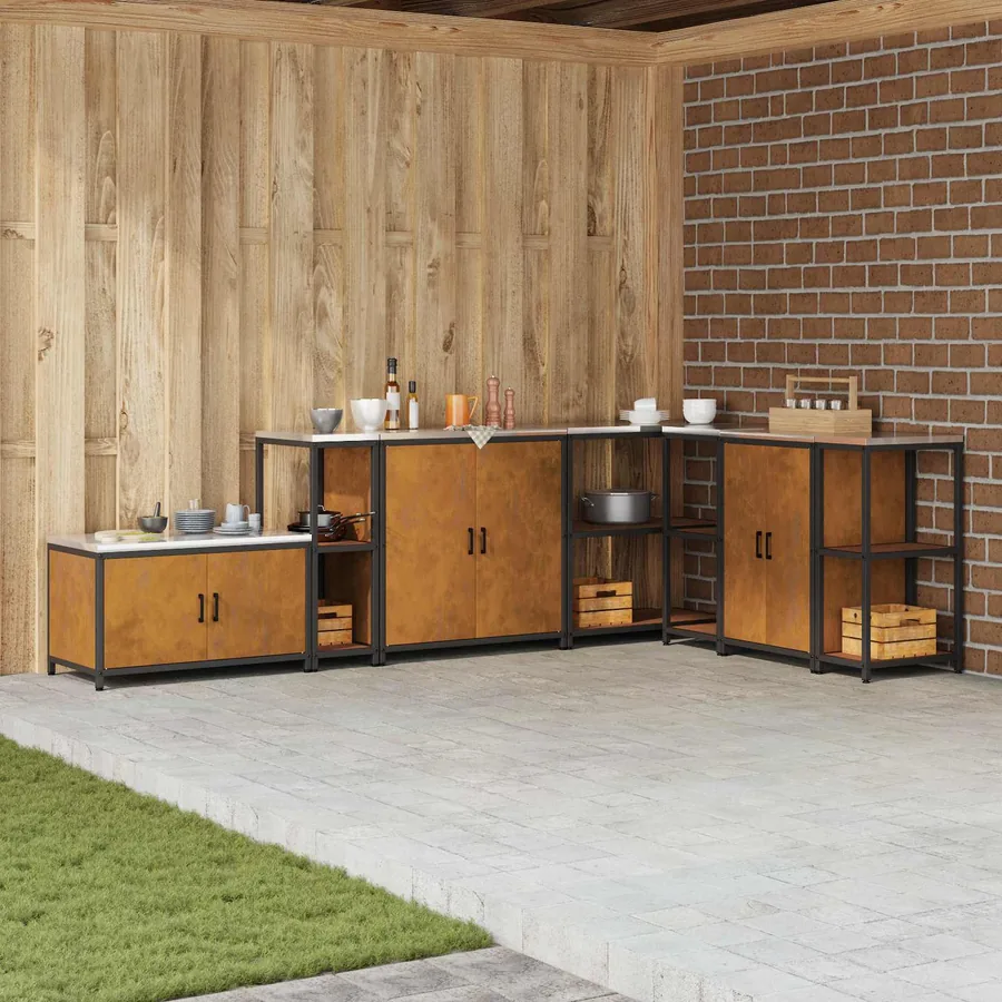 Rangement de cuisine HATTEM Rouillé 30 x 50 x 92 cm Acier