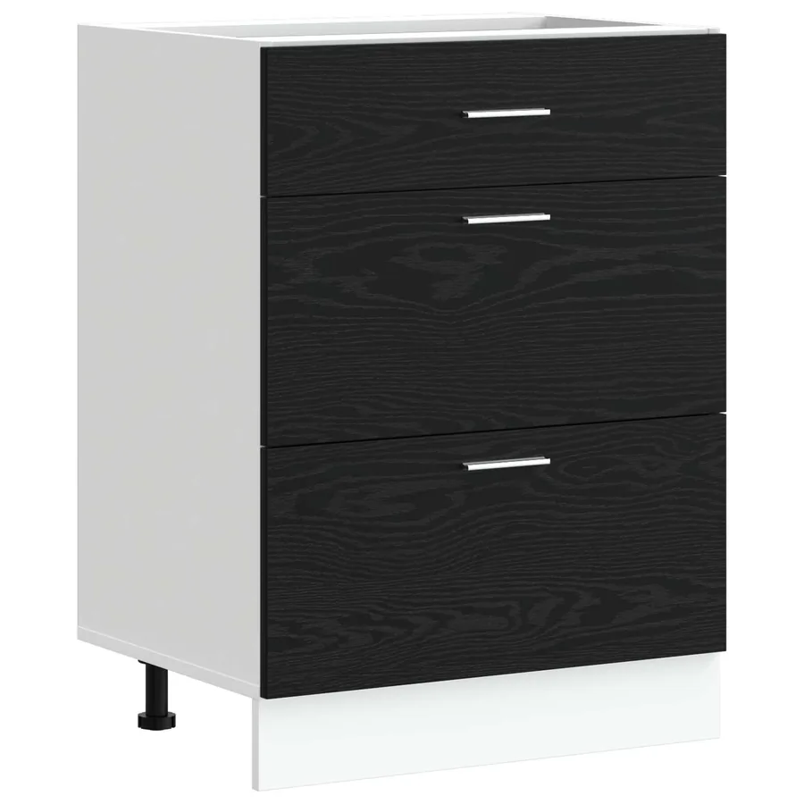 Meuble de cuisine bas avec tiroir Chêne noir 60 x 46 x 81,5 cm - 2