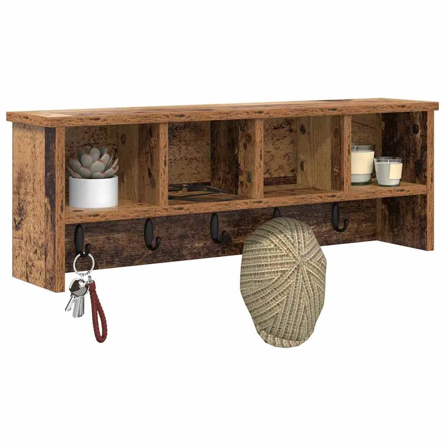 Porte-manteau mural avec étagère Bois ancien 75 x 16 x 26 cm - 3