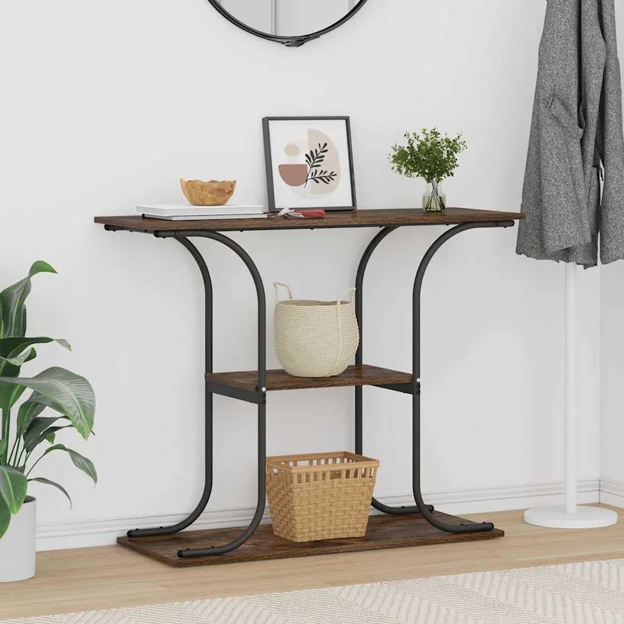Table console Chêne fumé 101 x 35 x 80,5 cm Bois d'ingénierie - 4