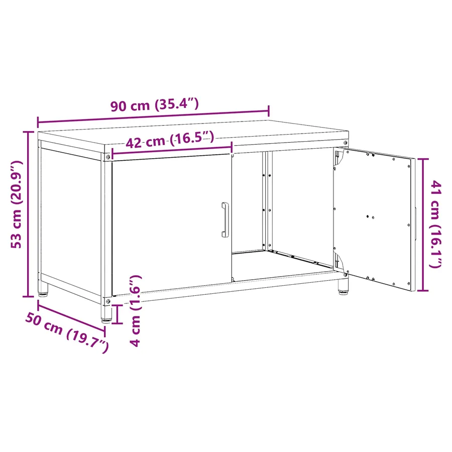 Rangement de cuisine HATTEM Blanc 90 x 50 x 53 cm Acier - 16