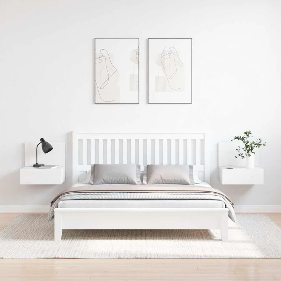 Table de chevet avec tiroir 2 pcs Blanc 42 x 32,5 x 40 cm - 4