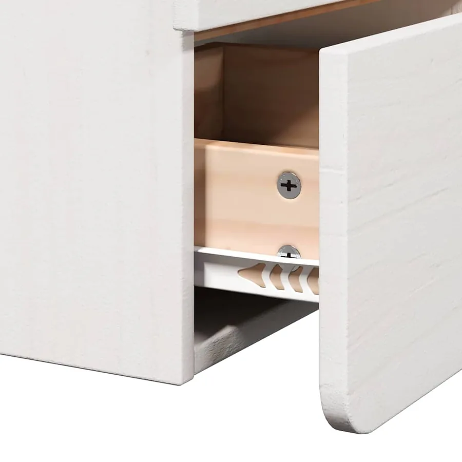 Table de chevet Blanc 39 x 34 x 33 cm Bois de pin massif - 8