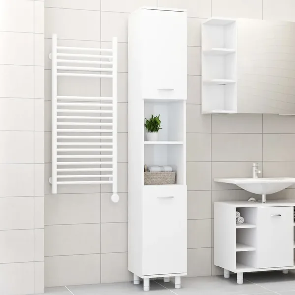 Armoire de salle de bain Blanc brillant Bois d'ingénierie