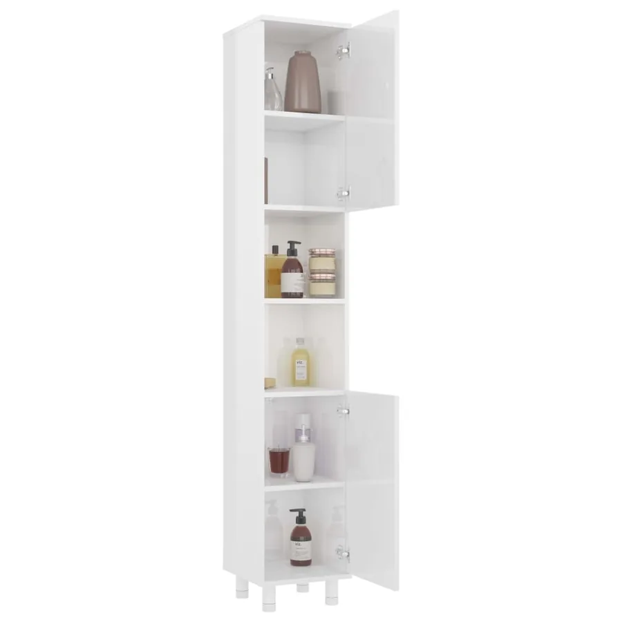 Armoire de salle de bain Blanc brillant Bois d'ingénierie - 3