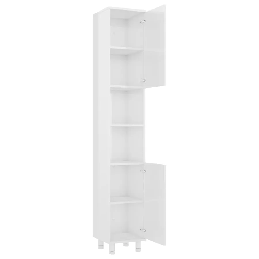 Armoire de salle de bain Blanc brillant Bois d'ingénierie - 4