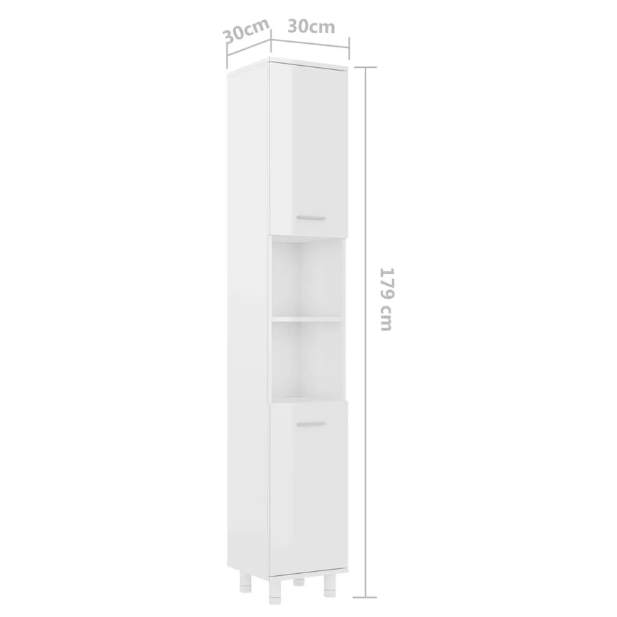 Armoire de salle de bain Blanc brillant Bois d'ingénierie - 7