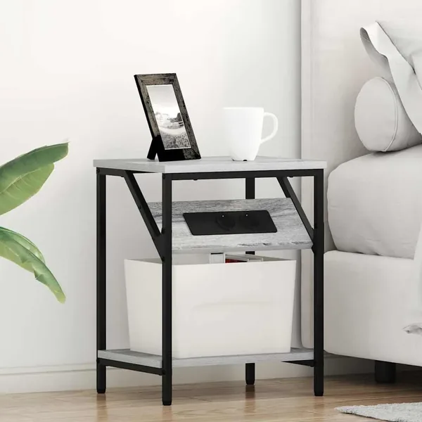 Cabinet de chevet 2 pcs Gris Sonoma 38 x 30 x 48 cm
