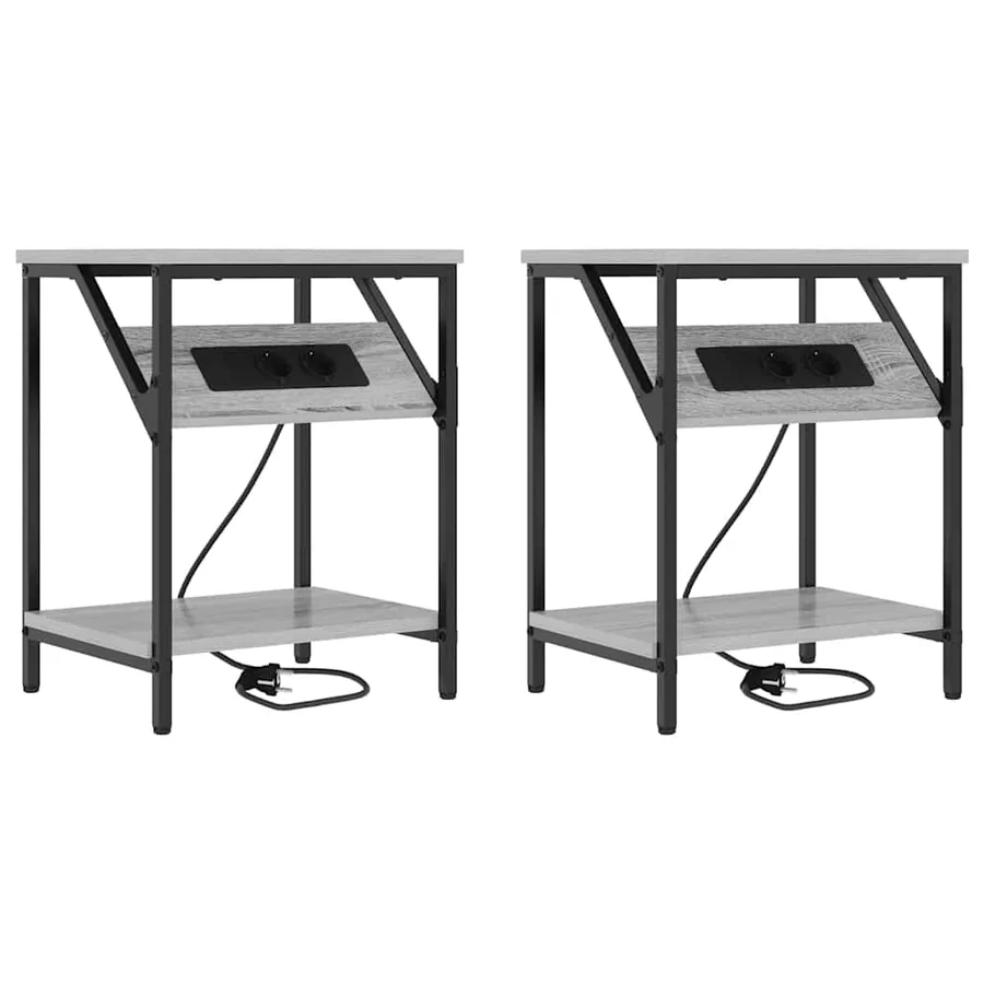 Cabinet de chevet 2 pcs Gris Sonoma 38 x 30 x 48 cm - 2
