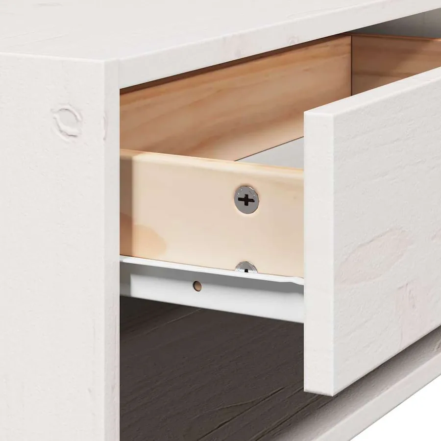 Table de chevet Blanc 50 x 32,5 x 24 cm Bois massif en pin - 10