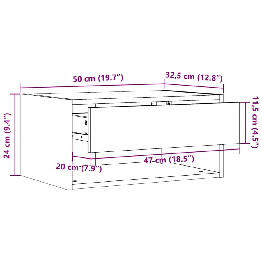 Table de chevet Blanc 50 x 32,5 x 24 cm Bois massif en pin - 13
