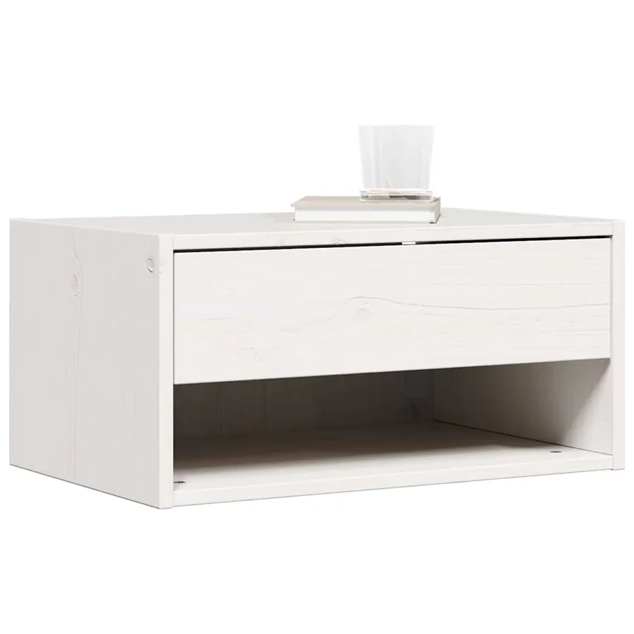 Table de chevet Blanc 50 x 32,5 x 24 cm Bois massif en pin - 3