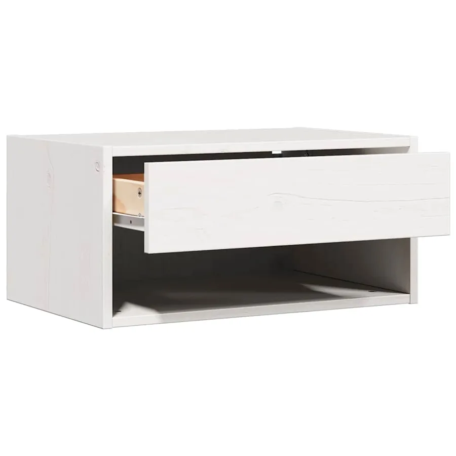Table de chevet Blanc 50 x 32,5 x 24 cm Bois massif en pin - 5